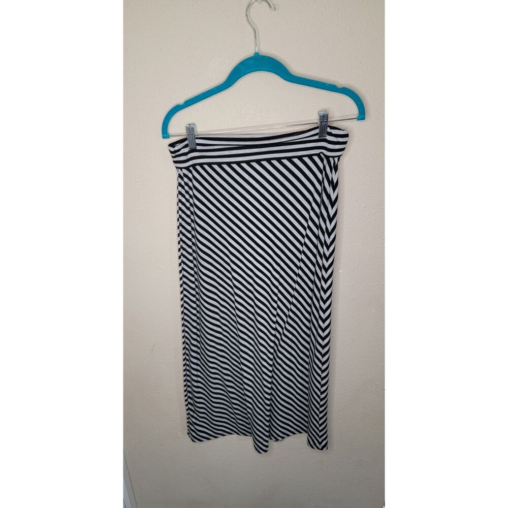 Faded Glory Black and White Asymmetrical Midi Pencil Skirt